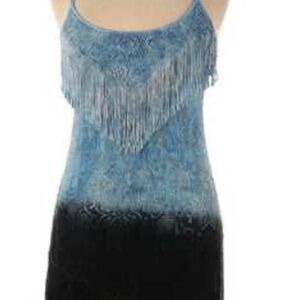 Free People Blue and Black Fringe Mini Dress